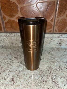 Starbucks 16oz Metallic Copper Travel Mug with Embossed Siren NWT